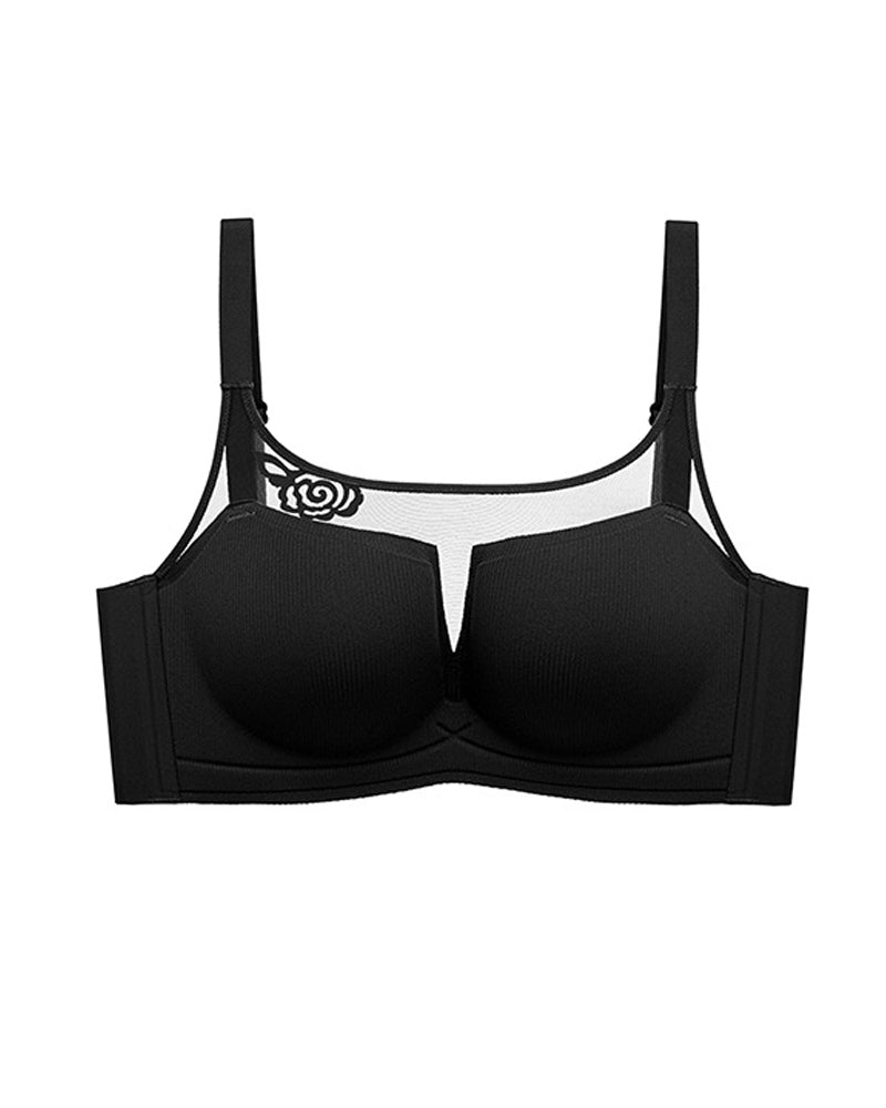 Seamless Push-up Anti-sagging Wire-free See-through Mesh Bra