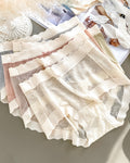 Women's Ice Silk Pure Cotton Antibacterial Crotch Thin Seamless Mid-Waist Breathable Lace Panties