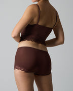 Sexy Skin-friendly Lace Trim V-neck Camisole and Boyshorts Underwear Set