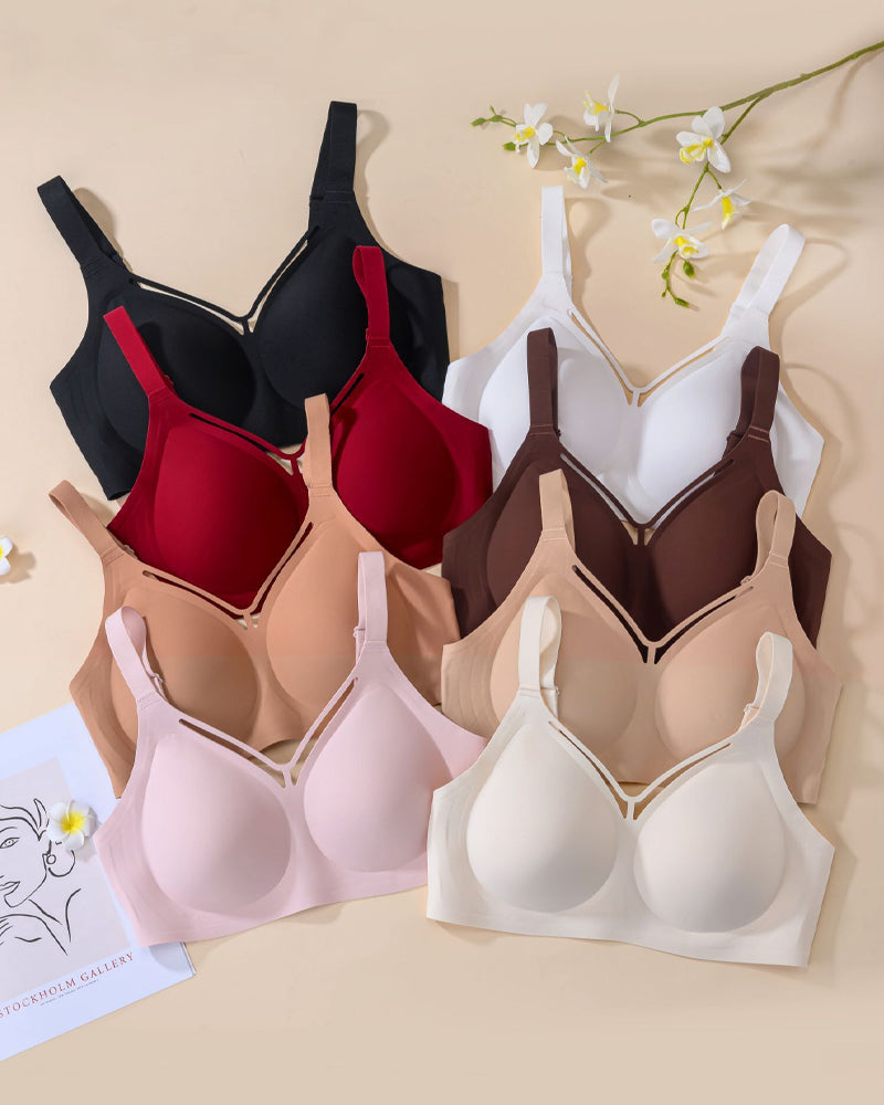 Women's Plus Size Wire-Free Seamless V-Neck Comfort Bra