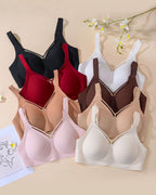 Women's Plus Size Wire-Free Seamless V-Neck Comfort Bra