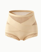 Women's High-waisted Crossover Lace Mesh Breathable Panties