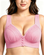 Women's Front-closure Jacquard Lace Breathable Bra