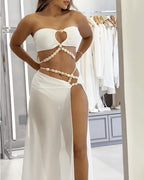 Sexy Tube Top Hollow Slit Beach Dress