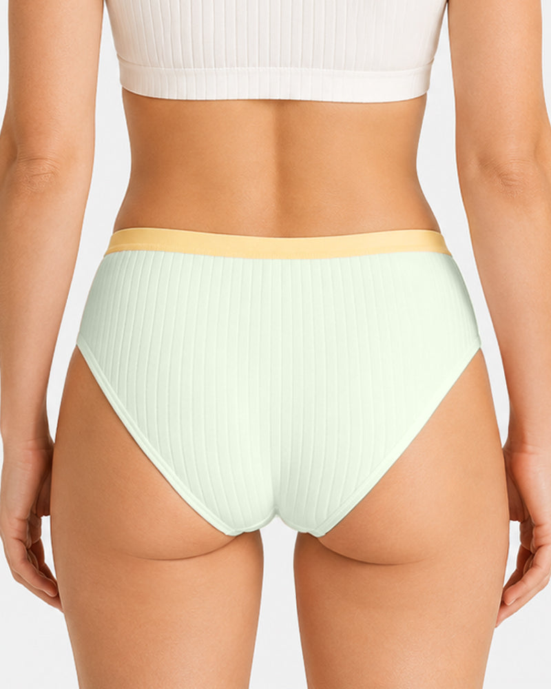 Multi-pack Pure Cotton Colorblock Ribbed Seamless Briefs
