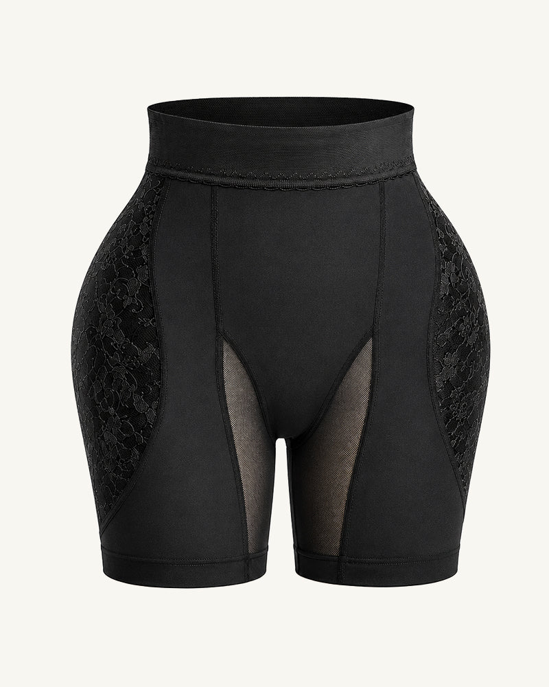 High Waist Lace Mesh Padded Hip Tummy Control Shaping Shorts