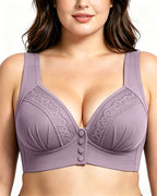 Women's Front-closure Jacquard Lace Breathable Bra