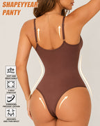 Women's Deep V Lace-Trimmed Tummy Control Seamless Bodysuit