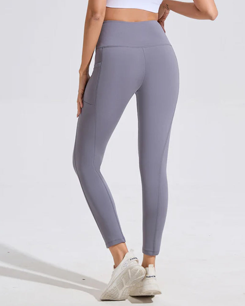 Women's High Waisted Warm Fleece Lined Yoga Pocket Stretch Leggings